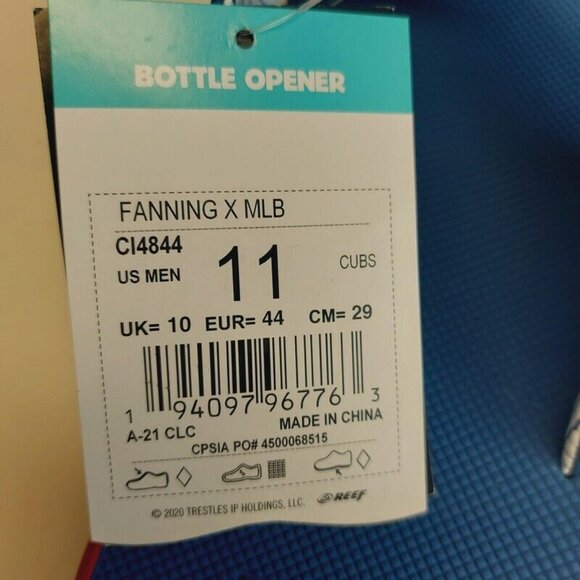 REEF Fanning X MLB Chicago Cubs Bottle Opener Sandals Mens Size 11 Womens 13 - Picture 11 of 12